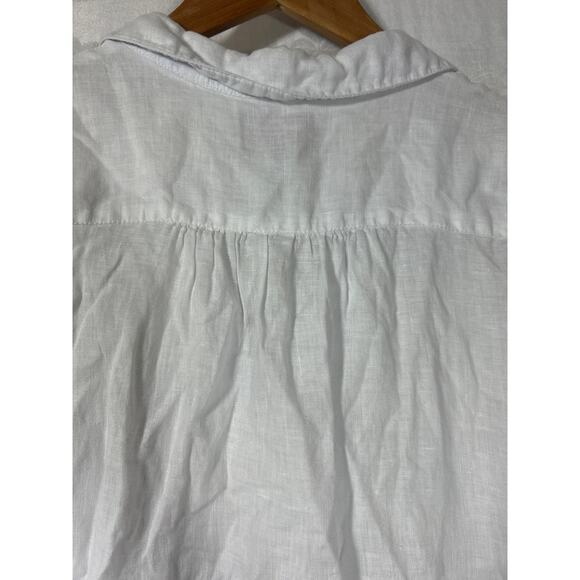 ForCynthia Beachwear 100% Linen Tank XL White Collar Pockets Cover Up - Picture 9 of 11